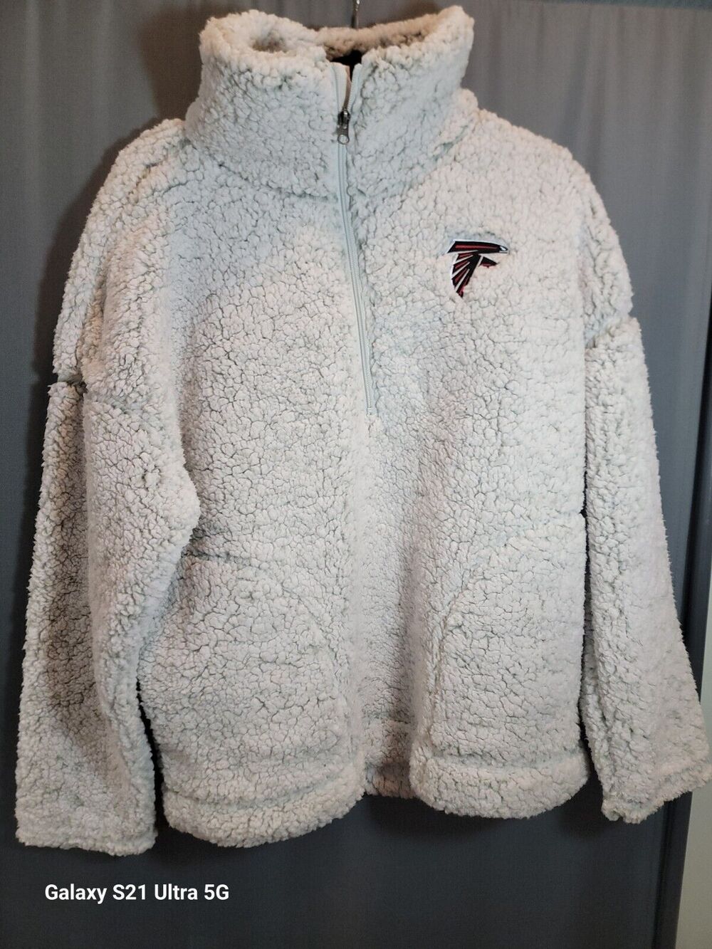 NFL Women's Size XLarge Atlanta Falcons Sherpa Quarter-Zip Pullover Jacket Nwt